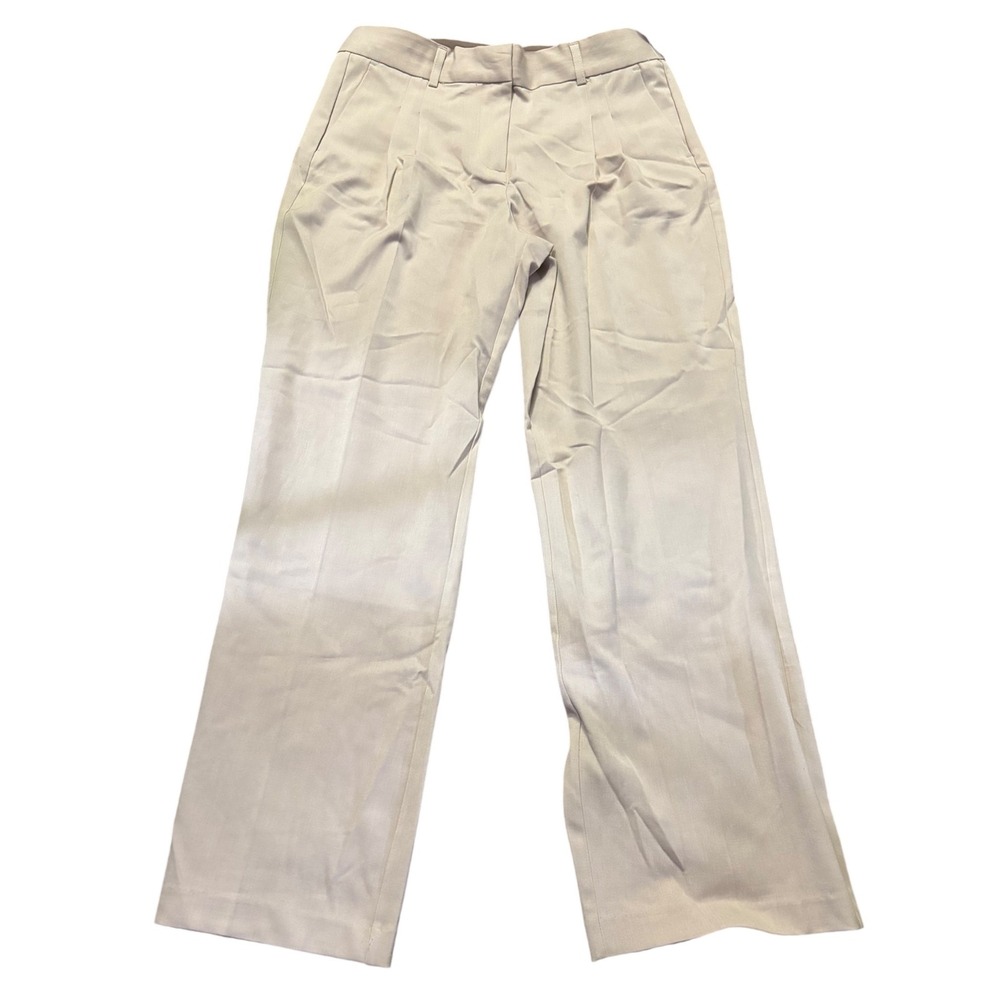 Tribal Signature Womens Size 10 Flax Beige Pleated Wide Leg Career Pants NWT